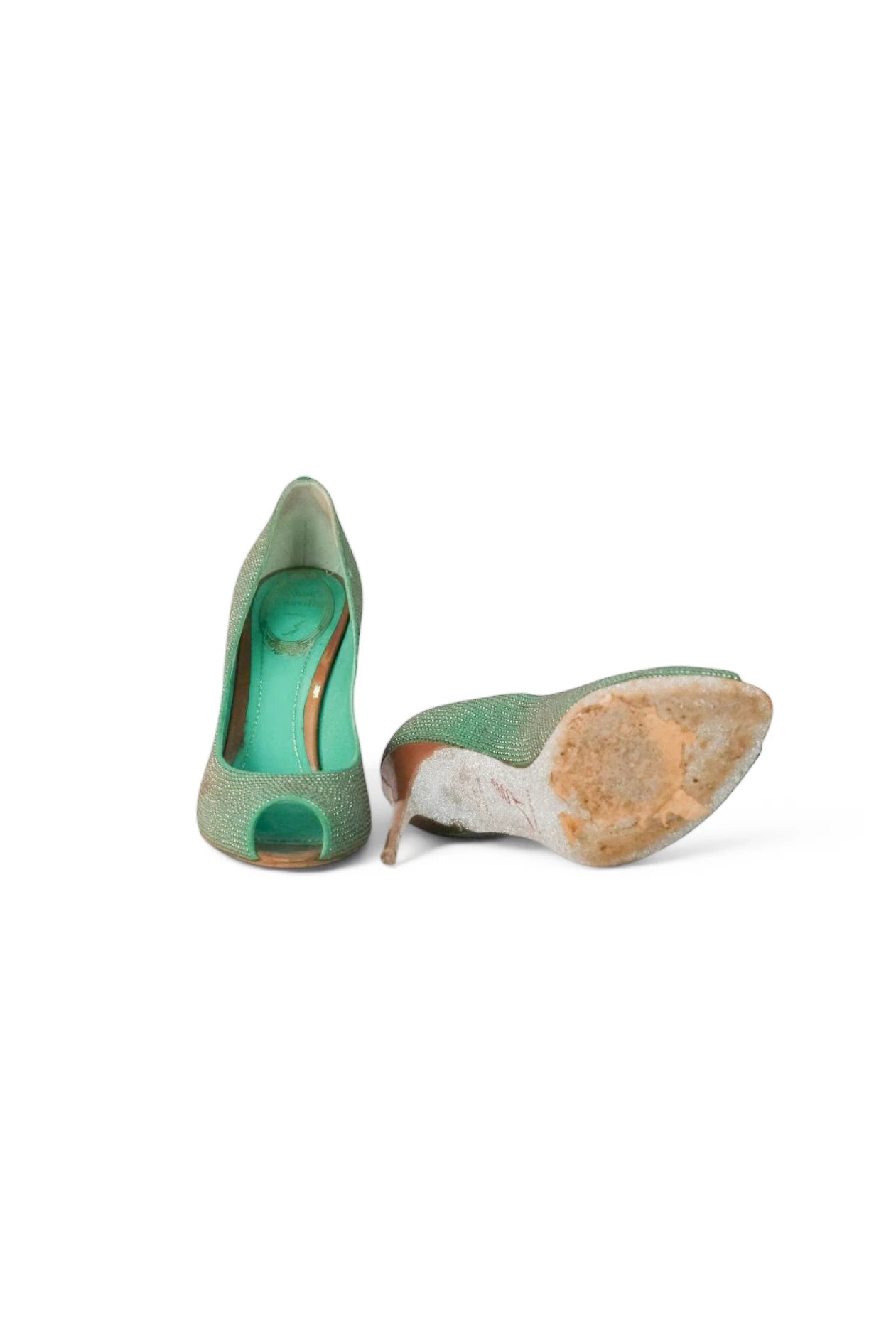 Glitter Peep-Toe Stiletto Pumps