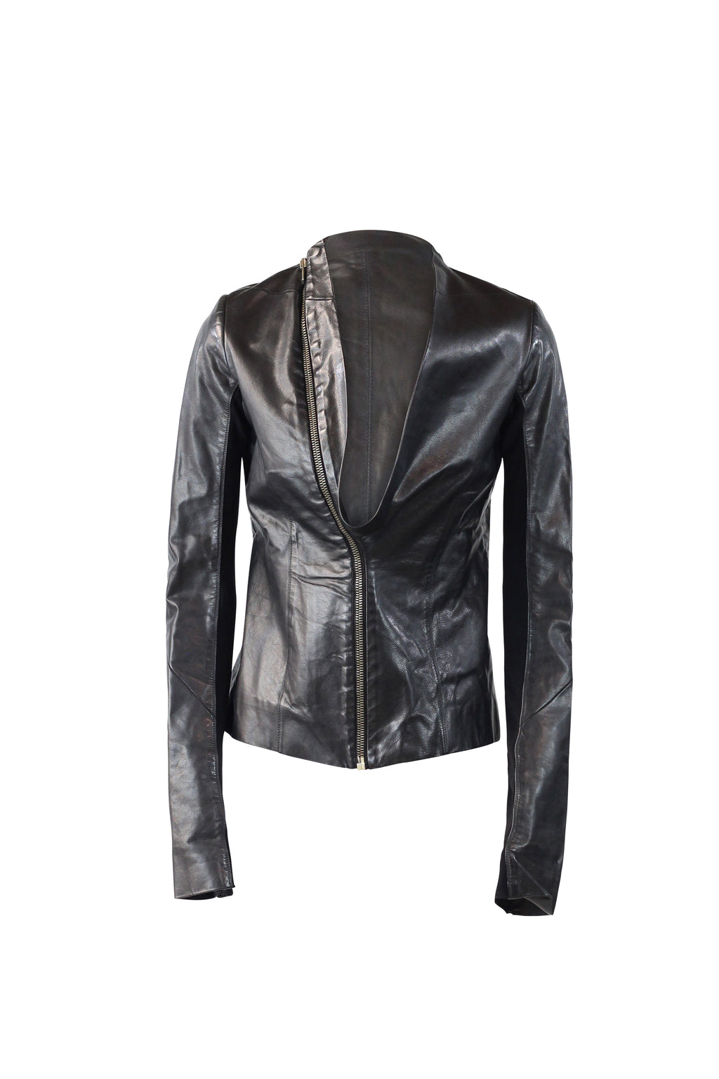 Leather Jacket Architectural Neckline