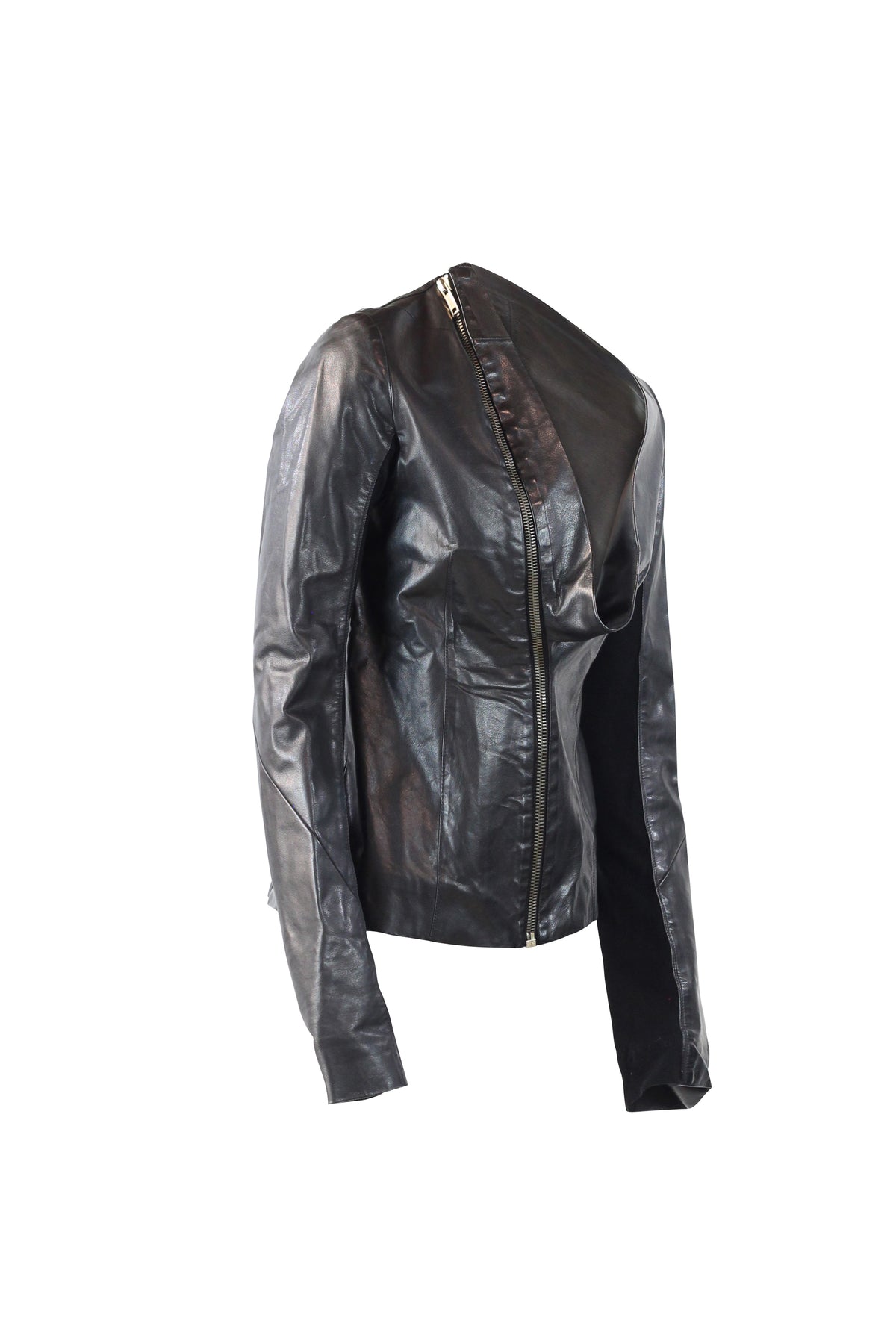 Leather Jacket Architectural Neckline