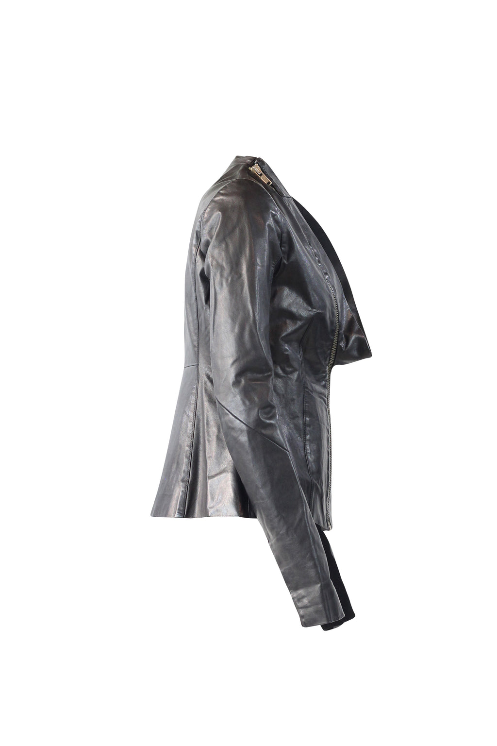 Leather Jacket Architectural Neckline