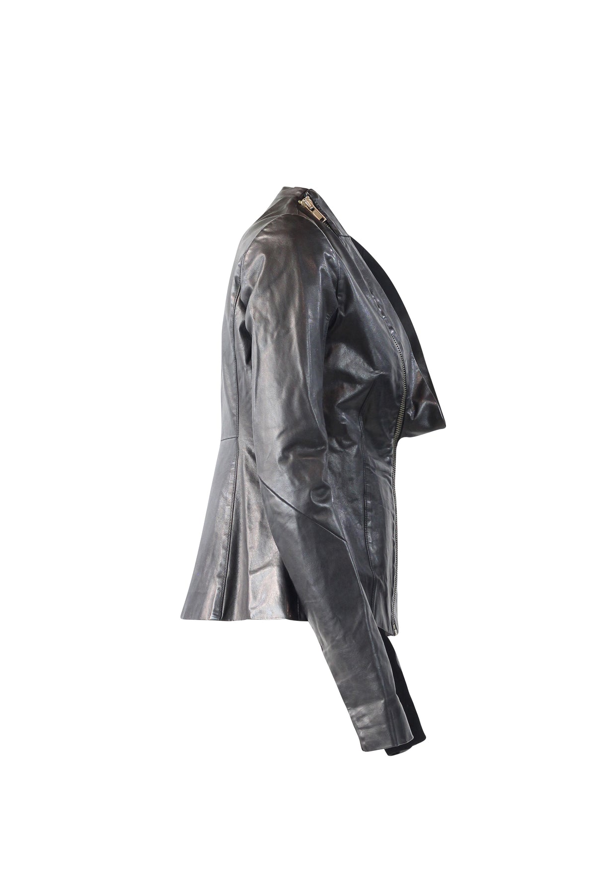 Leather Jacket Architectural Neckline