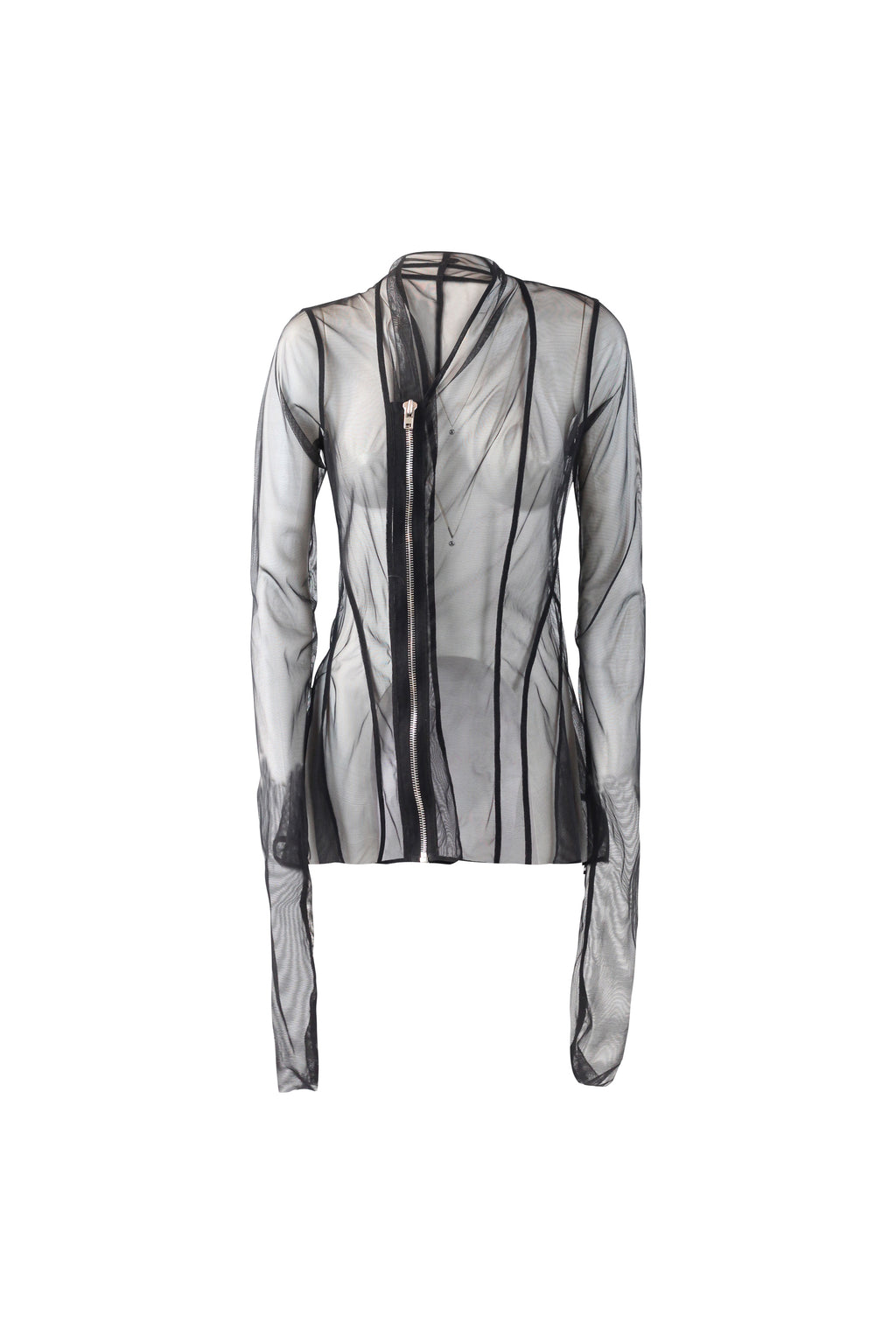 Sheer Tulle Zip Blouson
