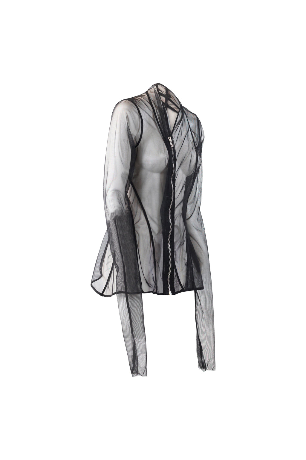 Sheer Tulle Zip Blouson