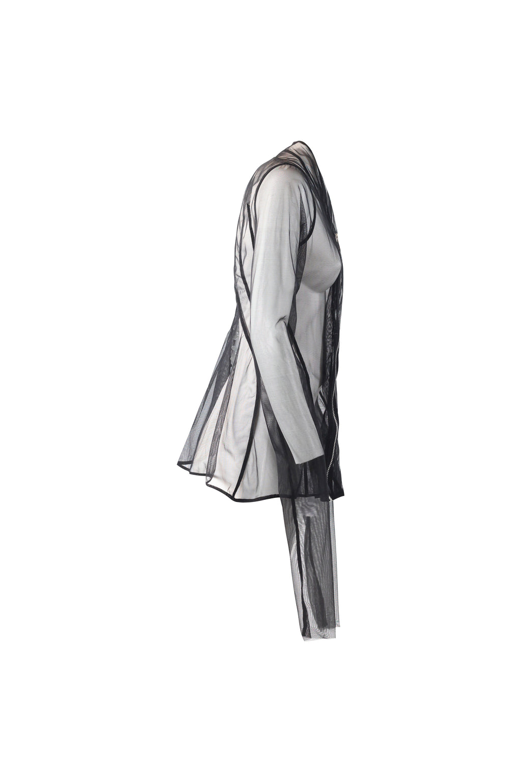 Sheer Tulle Zip Blouson