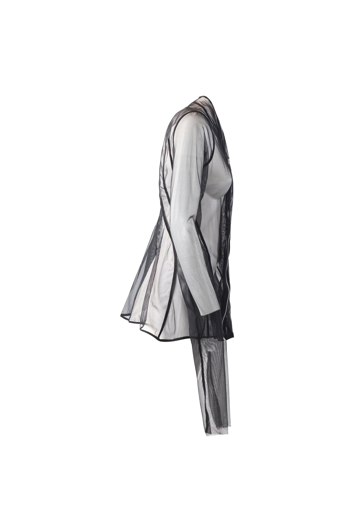 Sheer Tulle Zip Blouson