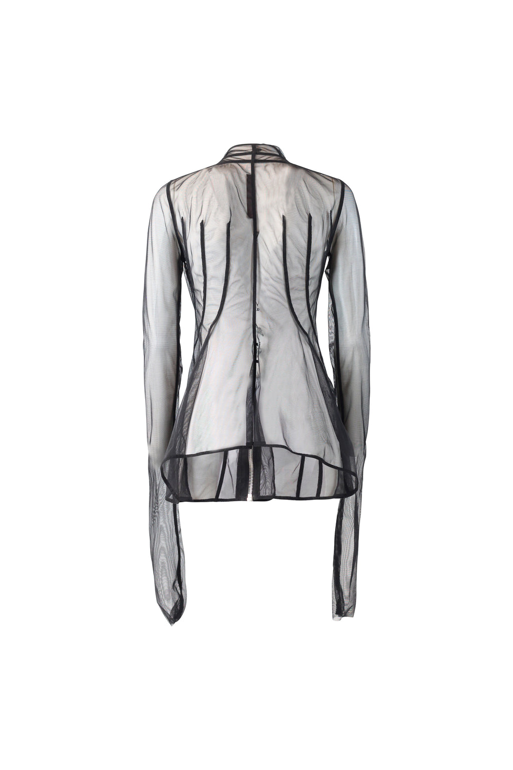 Sheer Tulle Zip Blouson