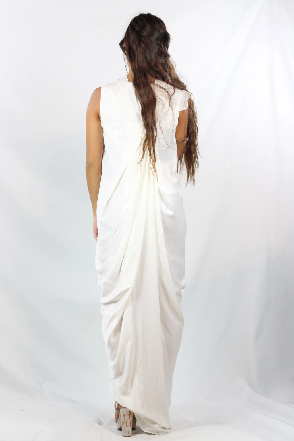 Silk Draped Maxi Dress in White SS2010