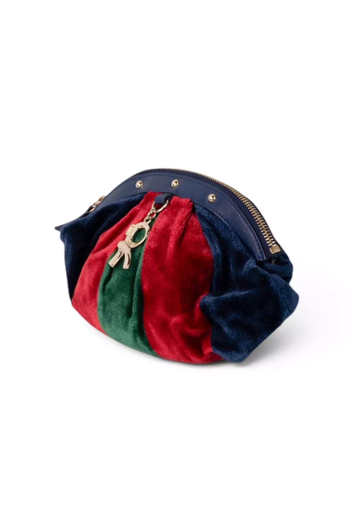 Velvet Striped Clutch Bag Navy Red