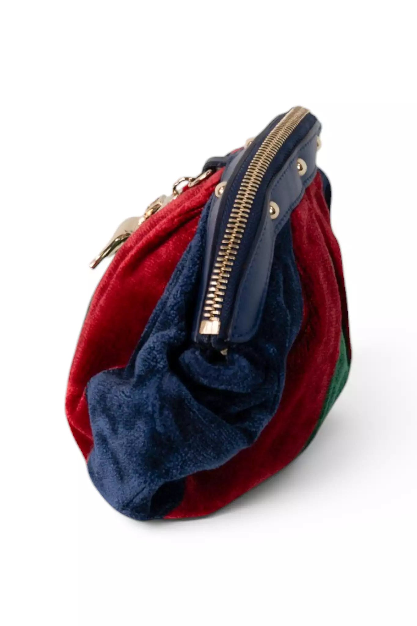 Velvet Striped Clutch Bag Navy Red