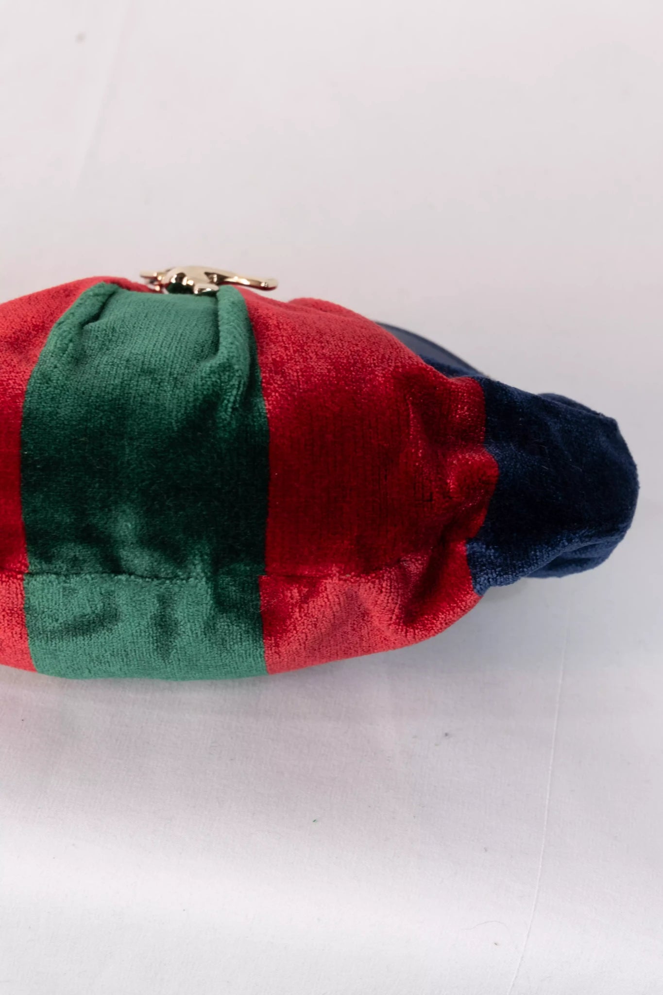 Velvet Striped Clutch Bag Navy Red