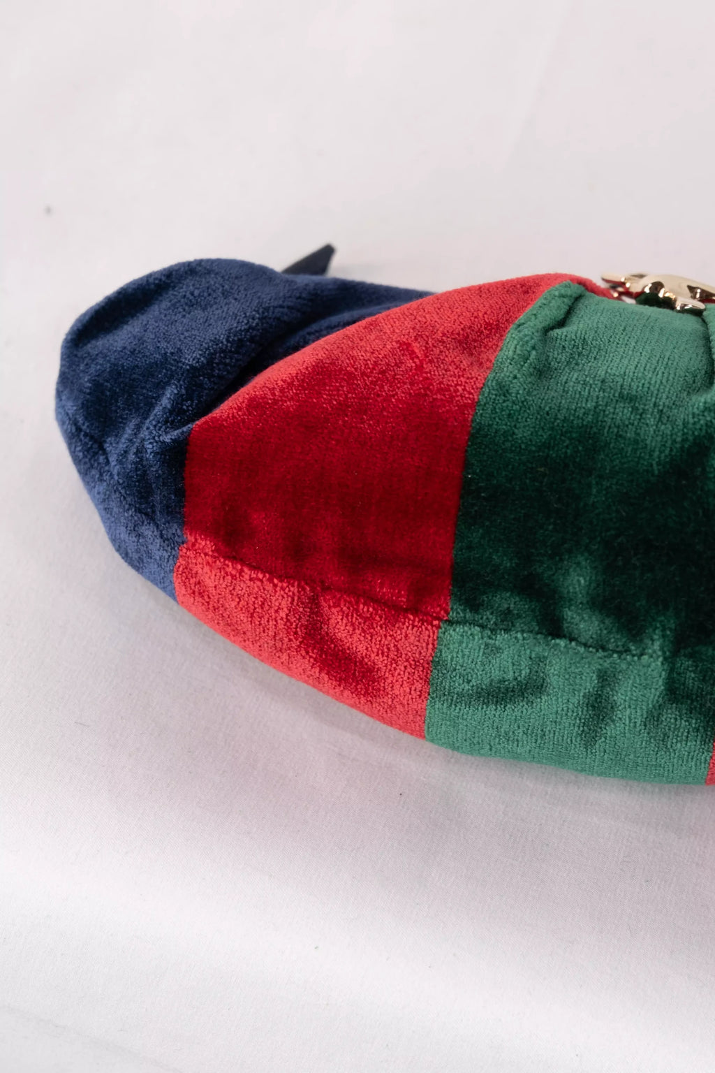 Velvet Striped Clutch Bag Navy Red
