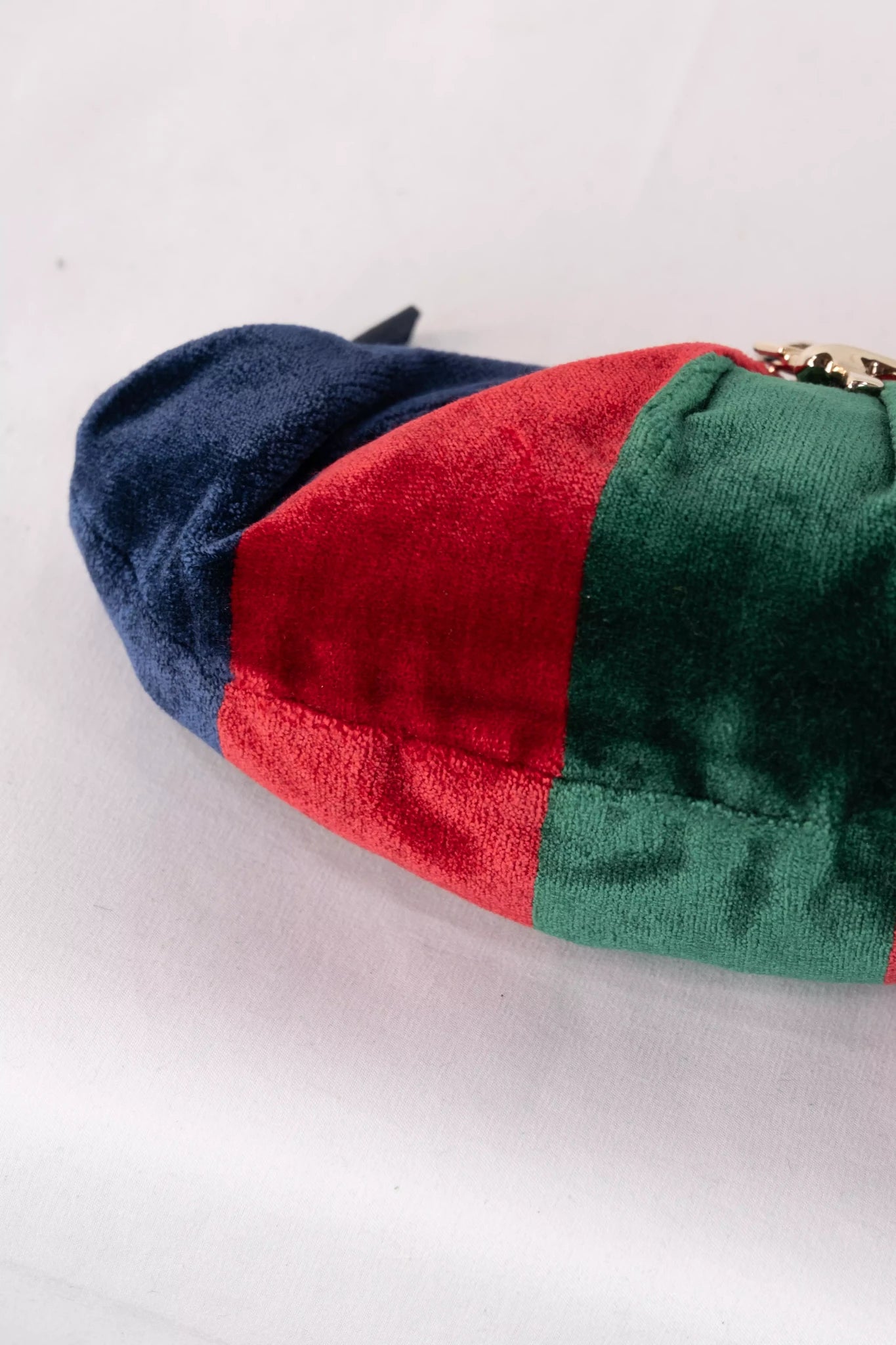 Velvet Striped Clutch Bag Navy Red