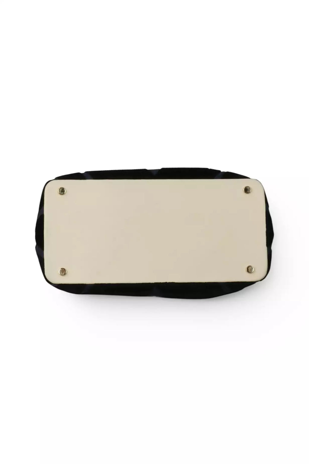 Velvet Chevron Frame Bag in Navy & Ivory