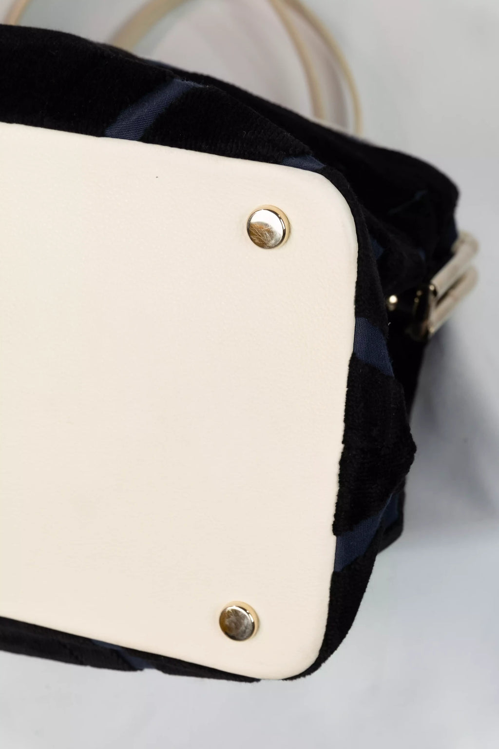 Velvet Chevron Frame Bag in Navy & Ivory
