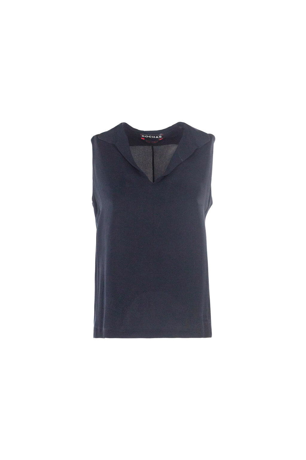 Silk Collared Sleeveless Top