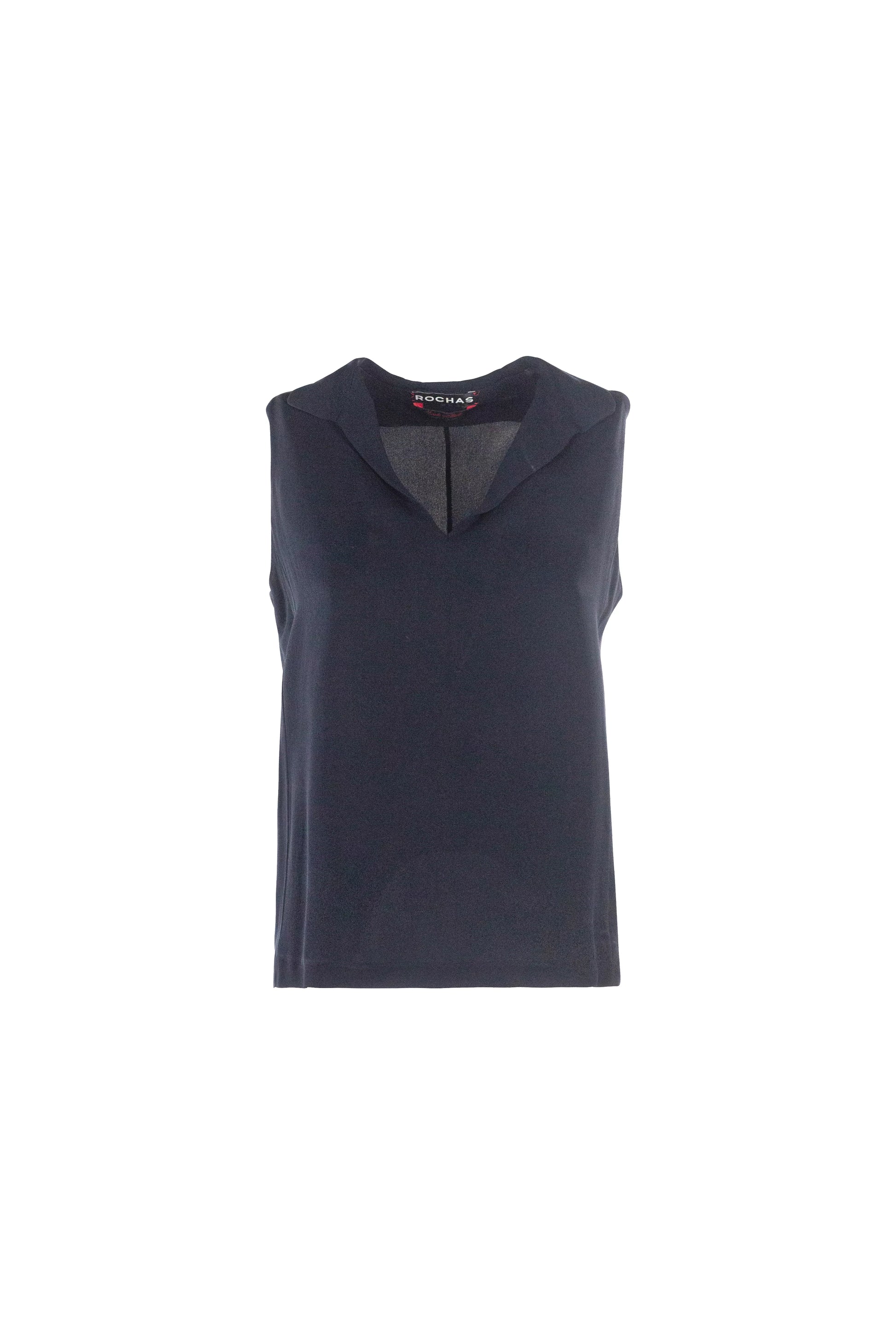 Silk Collared Sleeveless Top