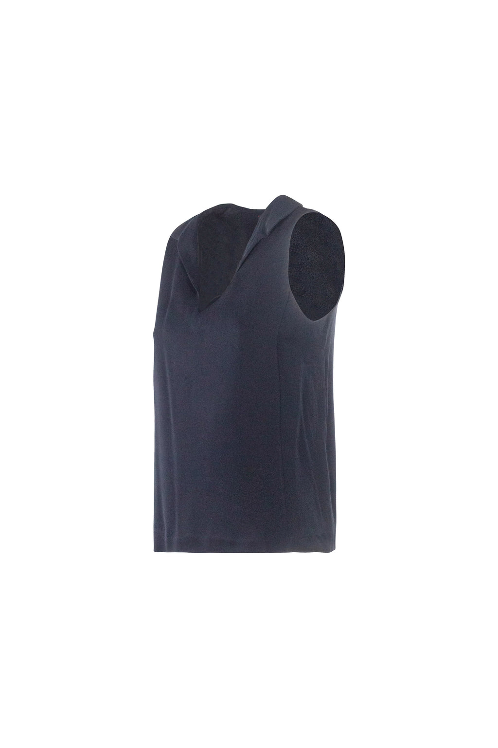 Silk Collared Sleeveless Top