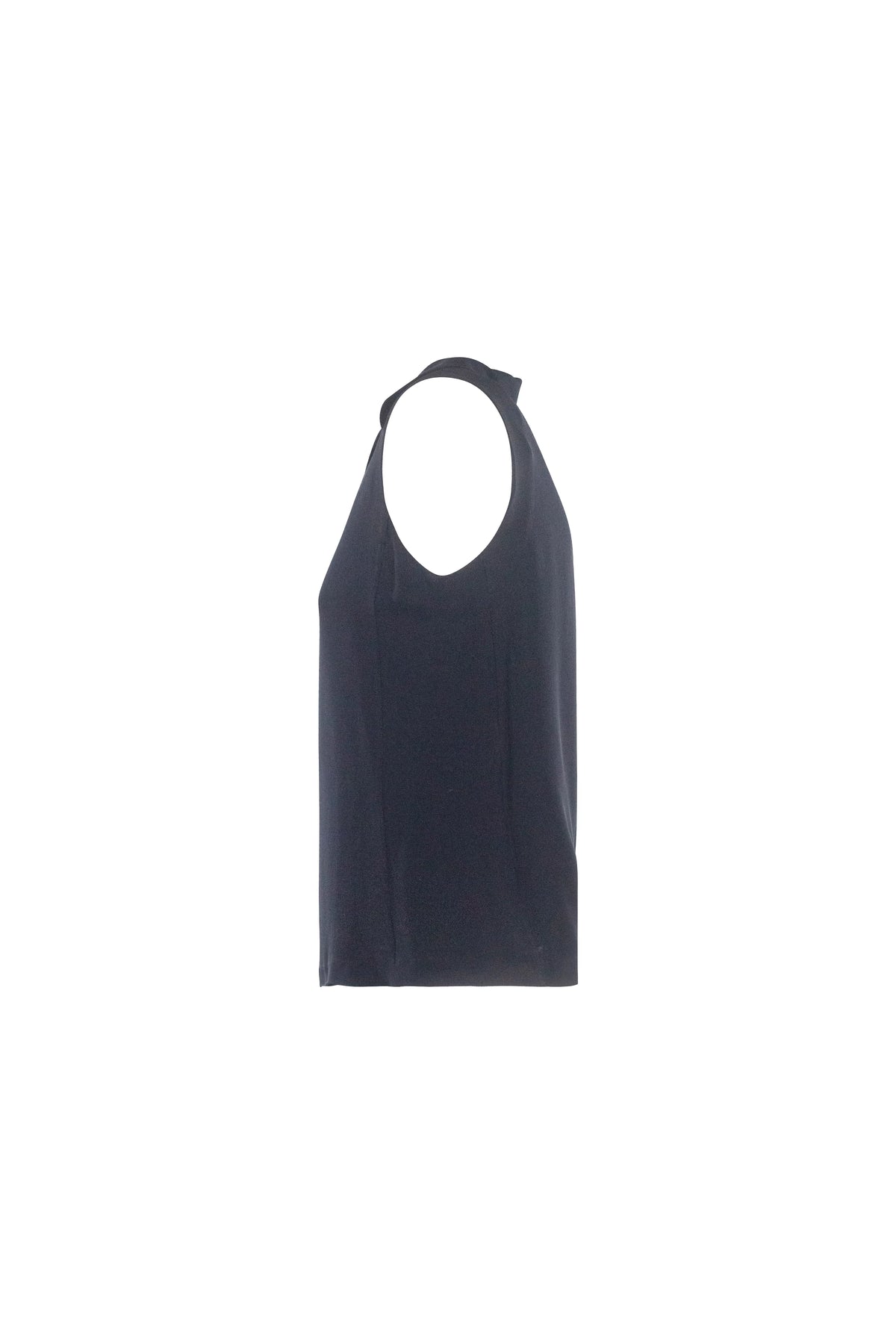 Silk Collared Sleeveless Top