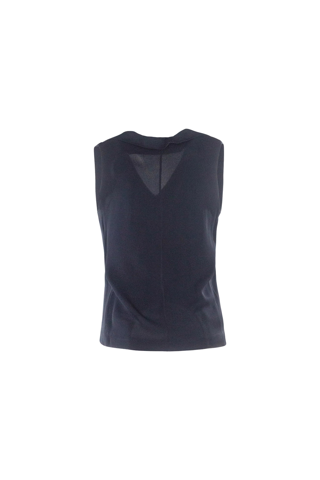 Silk Collared Sleeveless Top