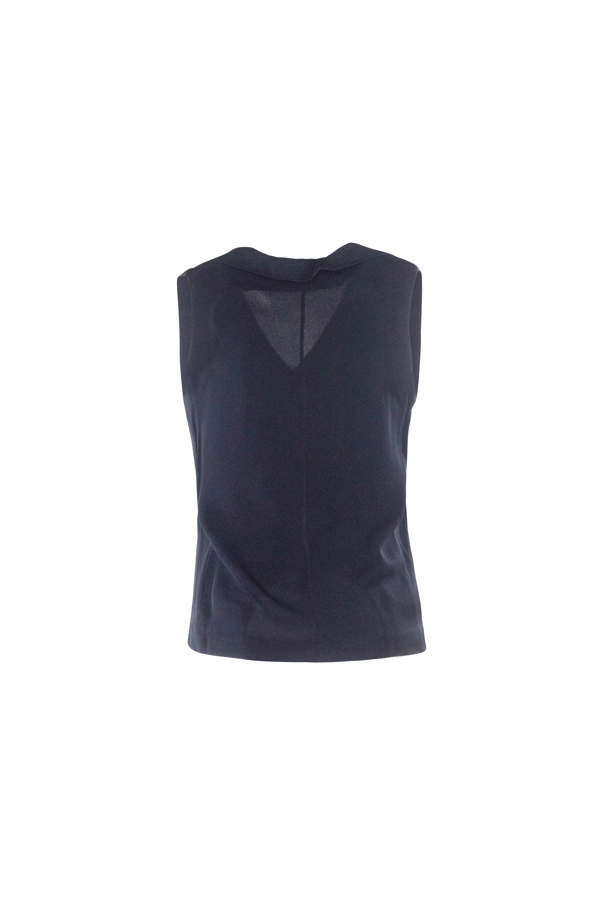 Silk Collared Sleeveless Top