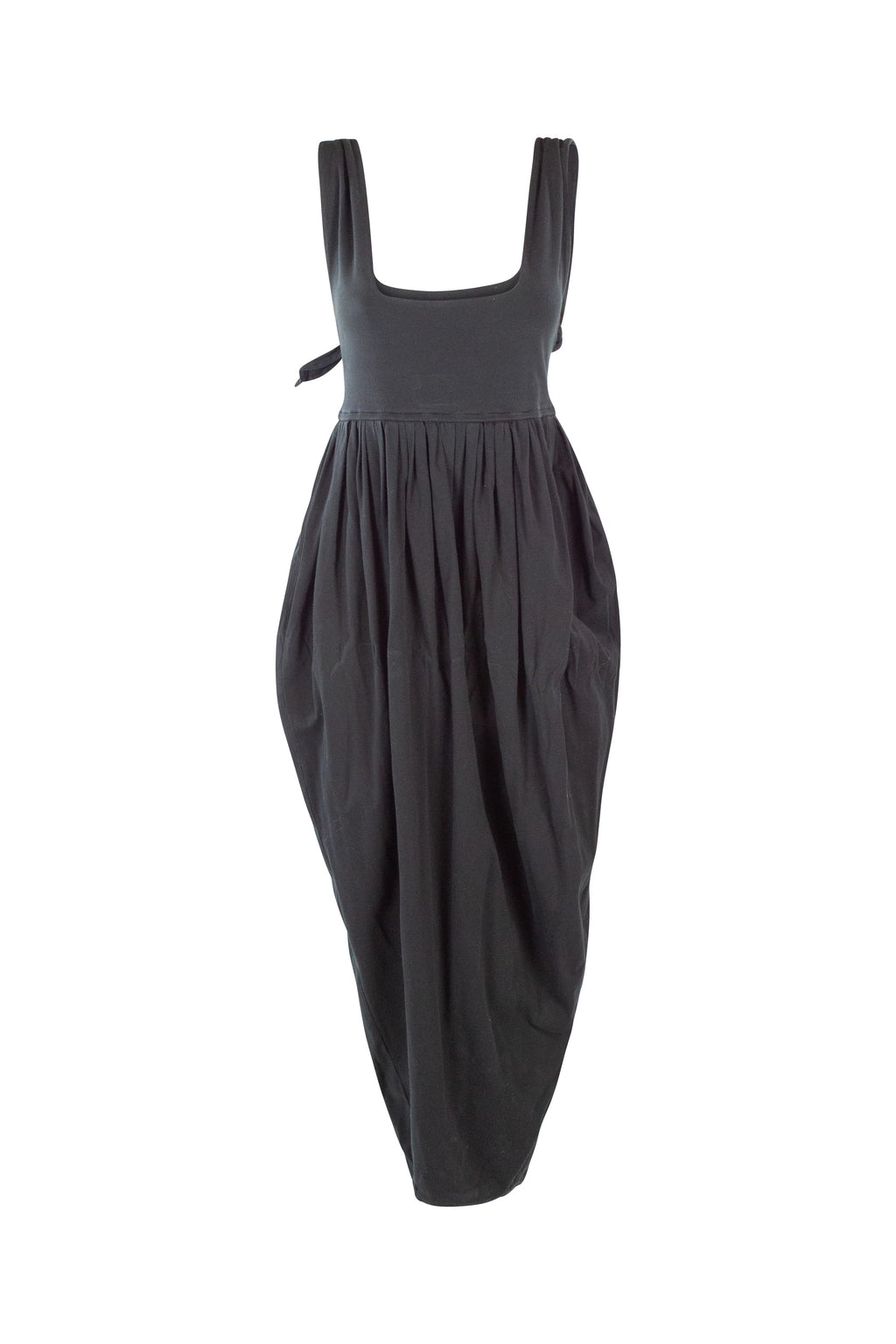 Black Tulip Skirt Dress with Square Neckline