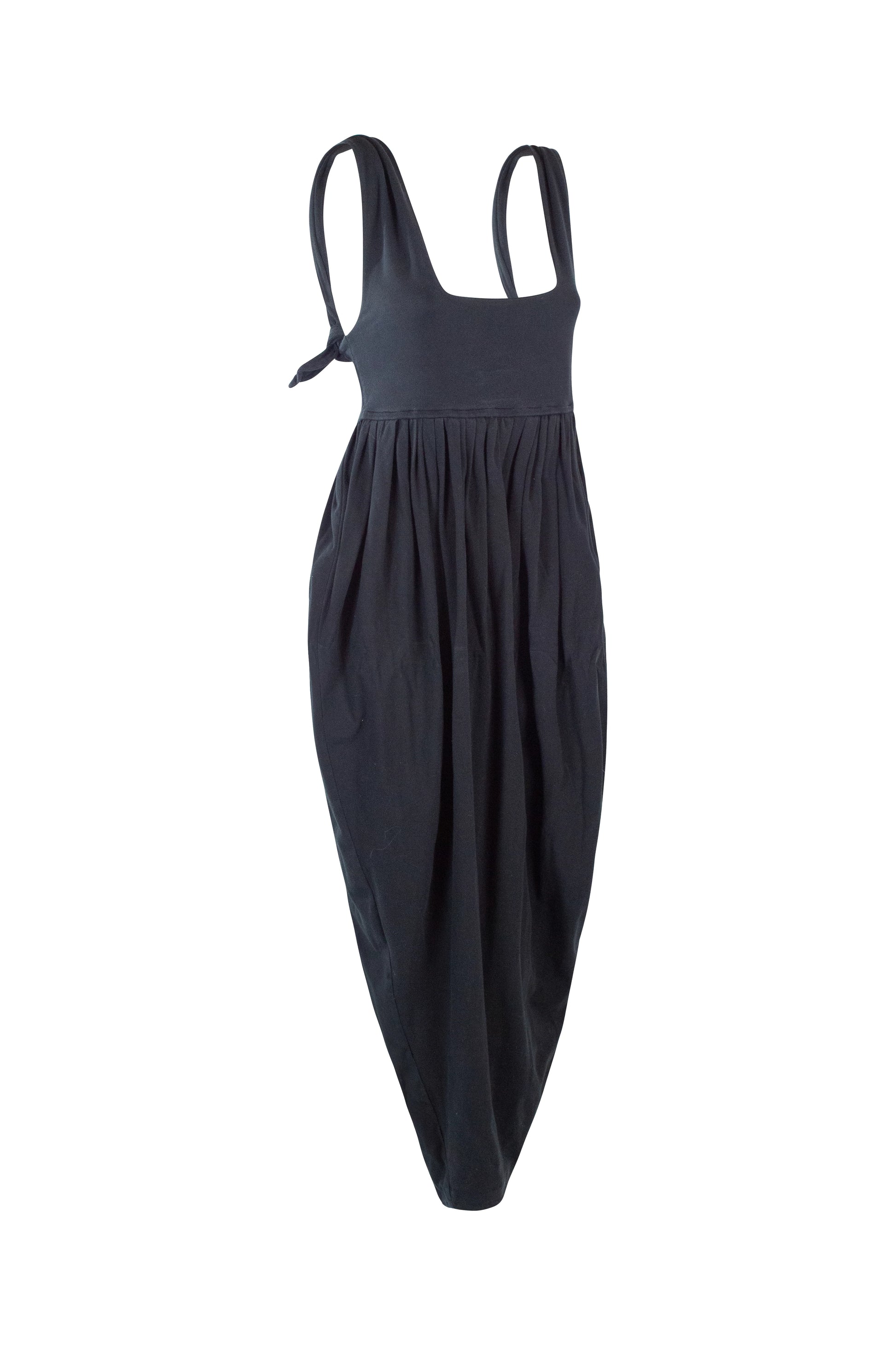Black Tulip Skirt Dress with Square Neckline