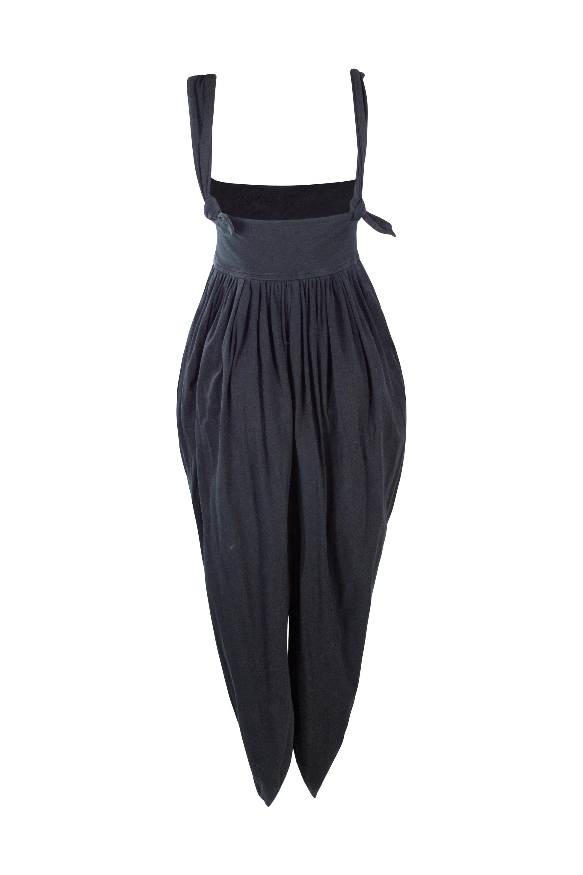 Black Tulip Skirt Dress with Square Neckline