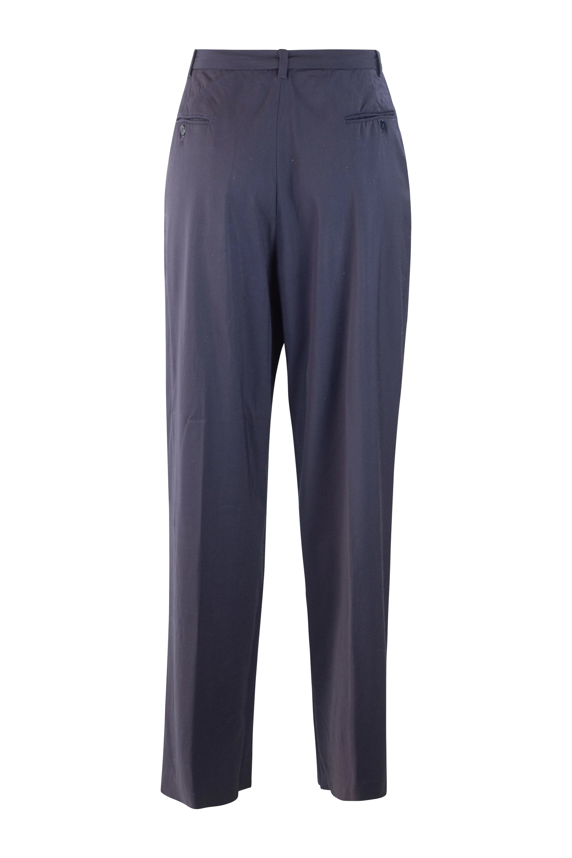 High-Waisted Blue Wool Carrot Trousers