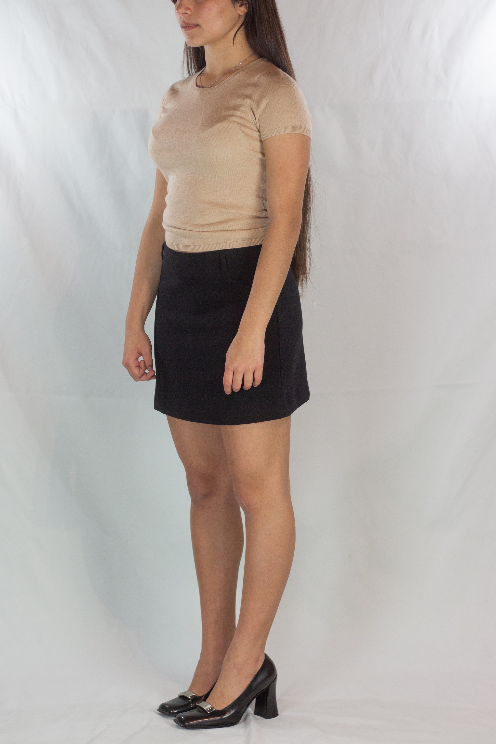 Black Felt Mini Skirt
