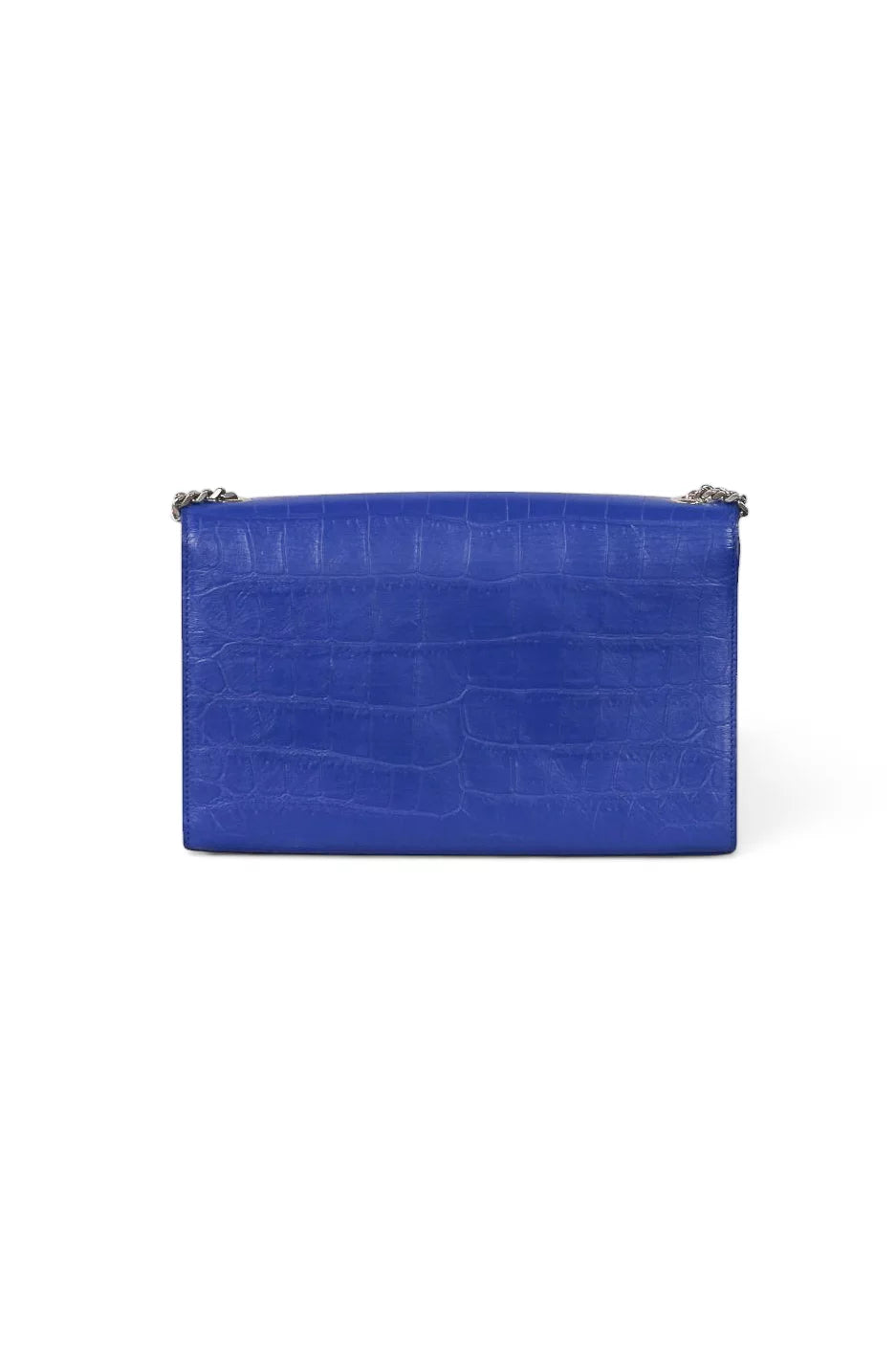 Kate Crocodile-Embossed Calfskin Chain Bag in Blue