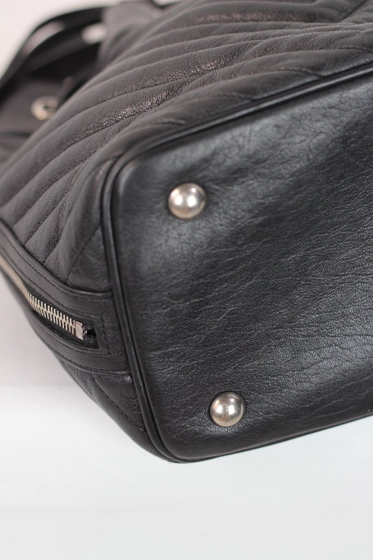 Emmanuelle Quilted Calfskin Leather Bucket Bag