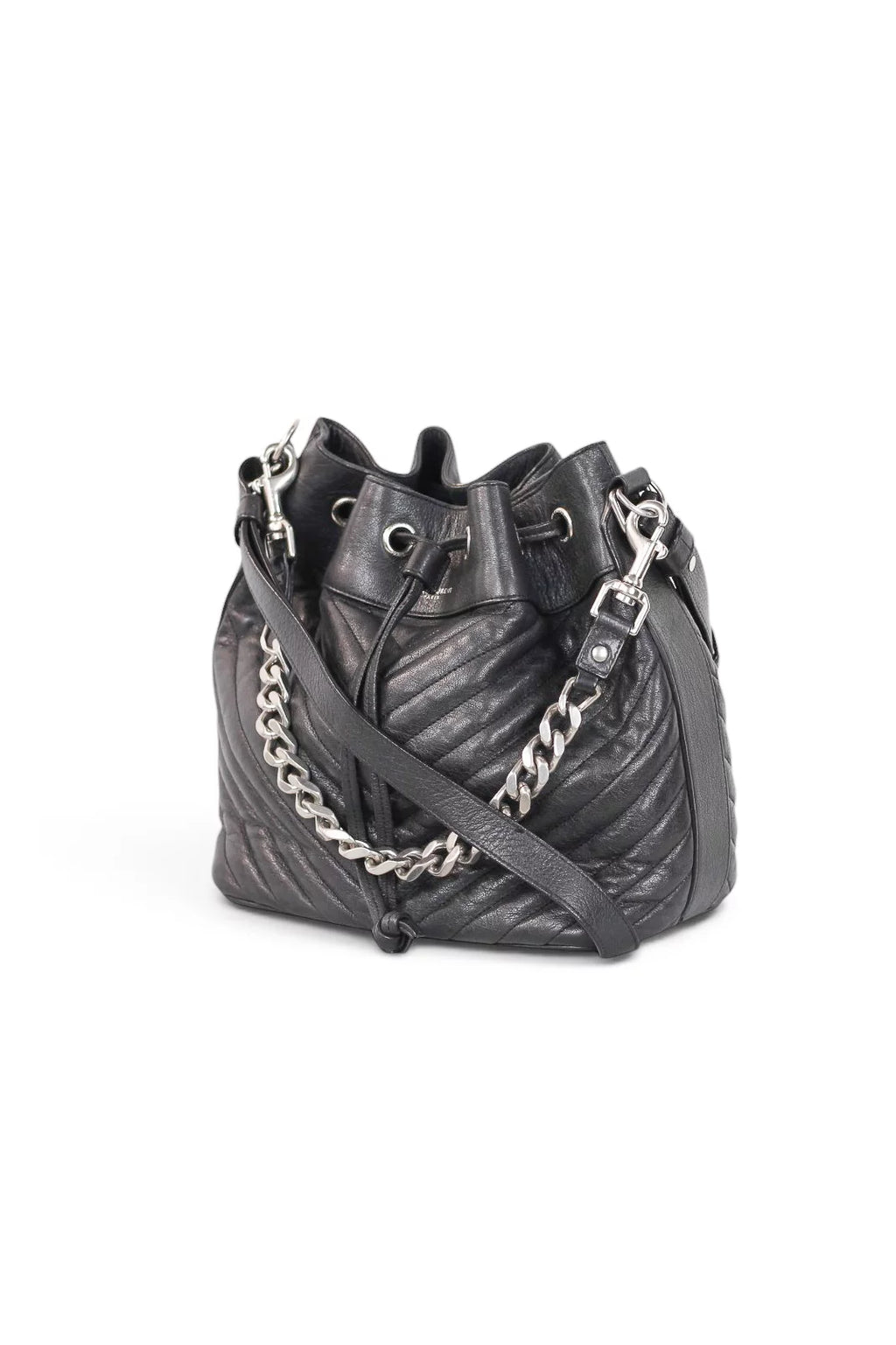 Emmanuelle Quilted Calfskin Leather Bucket Bag