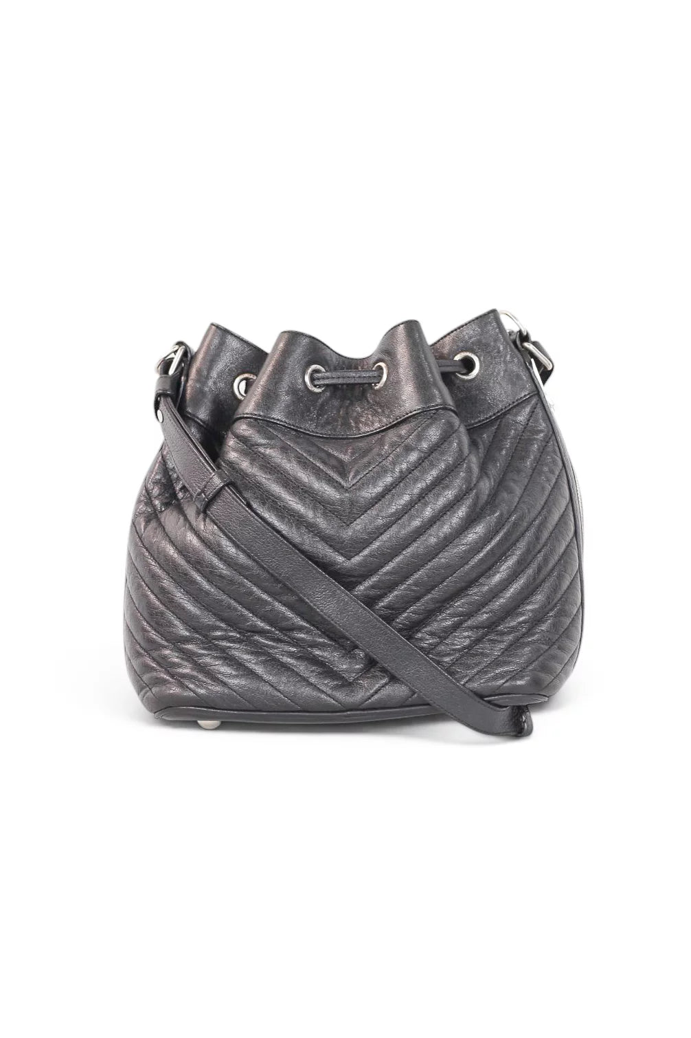 Emmanuelle Quilted Calfskin Leather Bucket Bag