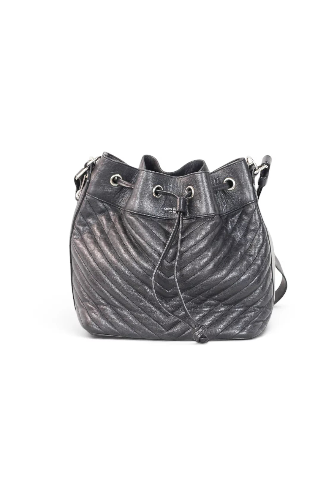 Emmanuelle Quilted Calfskin Leather Bucket Bag