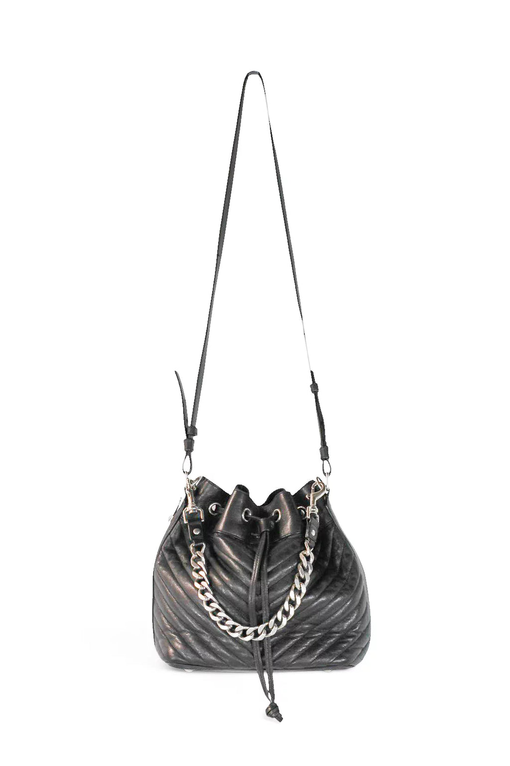 Emmanuelle Quilted Calfskin Leather Bucket Bag