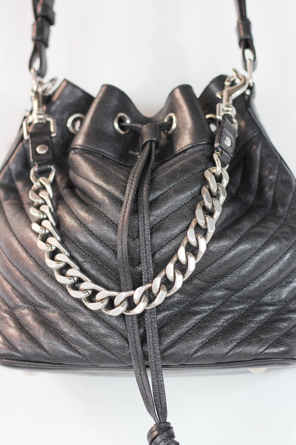 Emmanuelle Quilted Calfskin Leather Bucket Bag