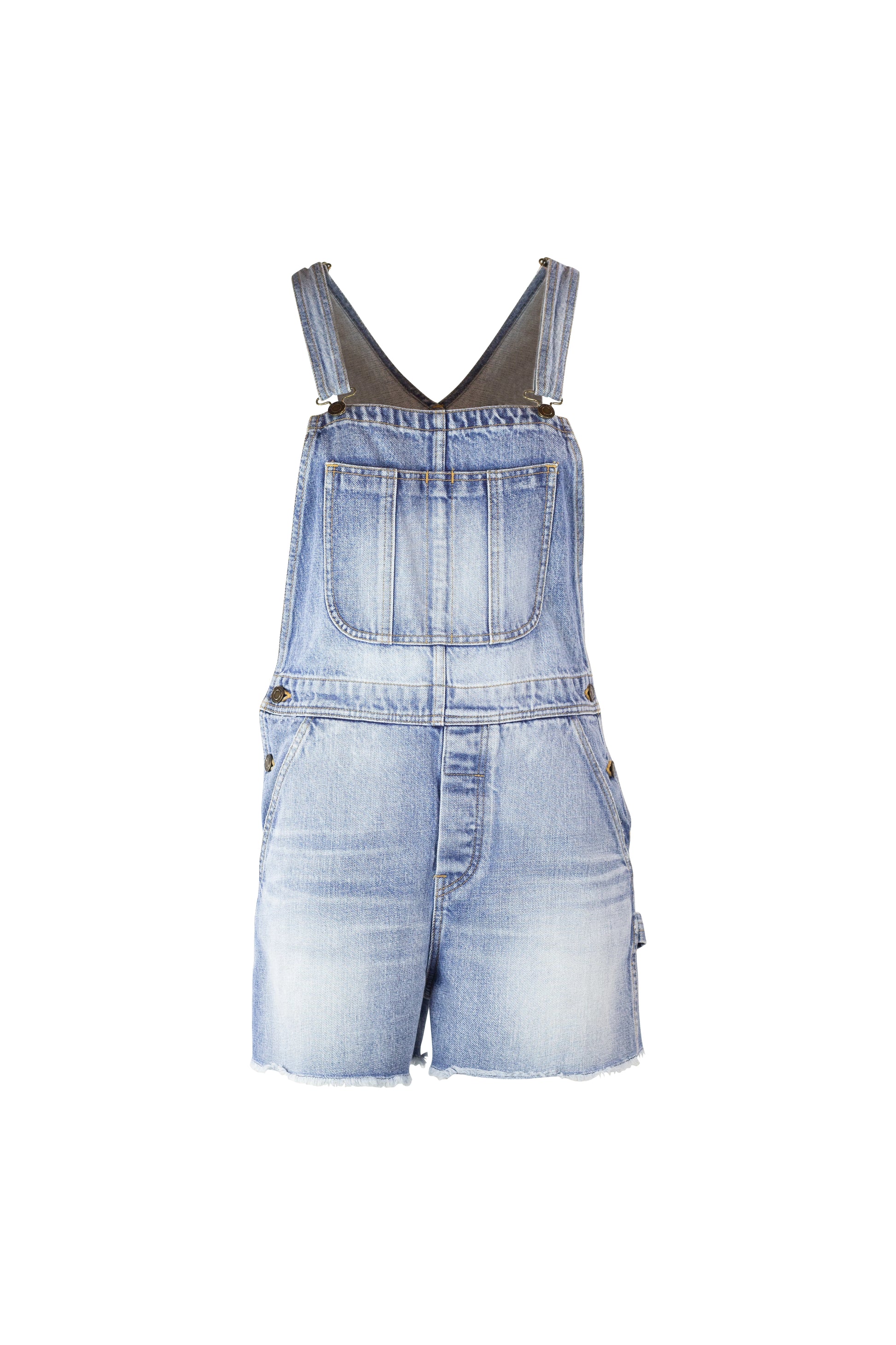 Denim Short Salopette with Front Pocket