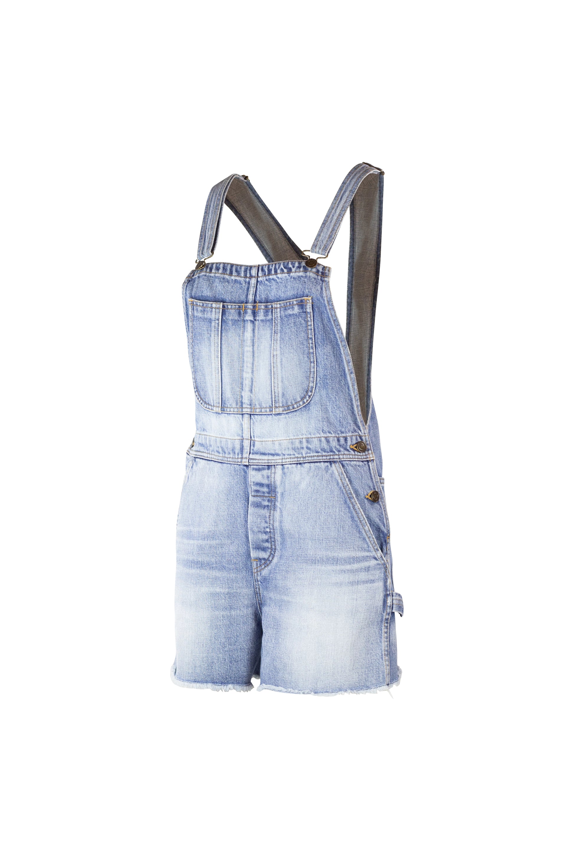 Denim Short Salopette with Front Pocket