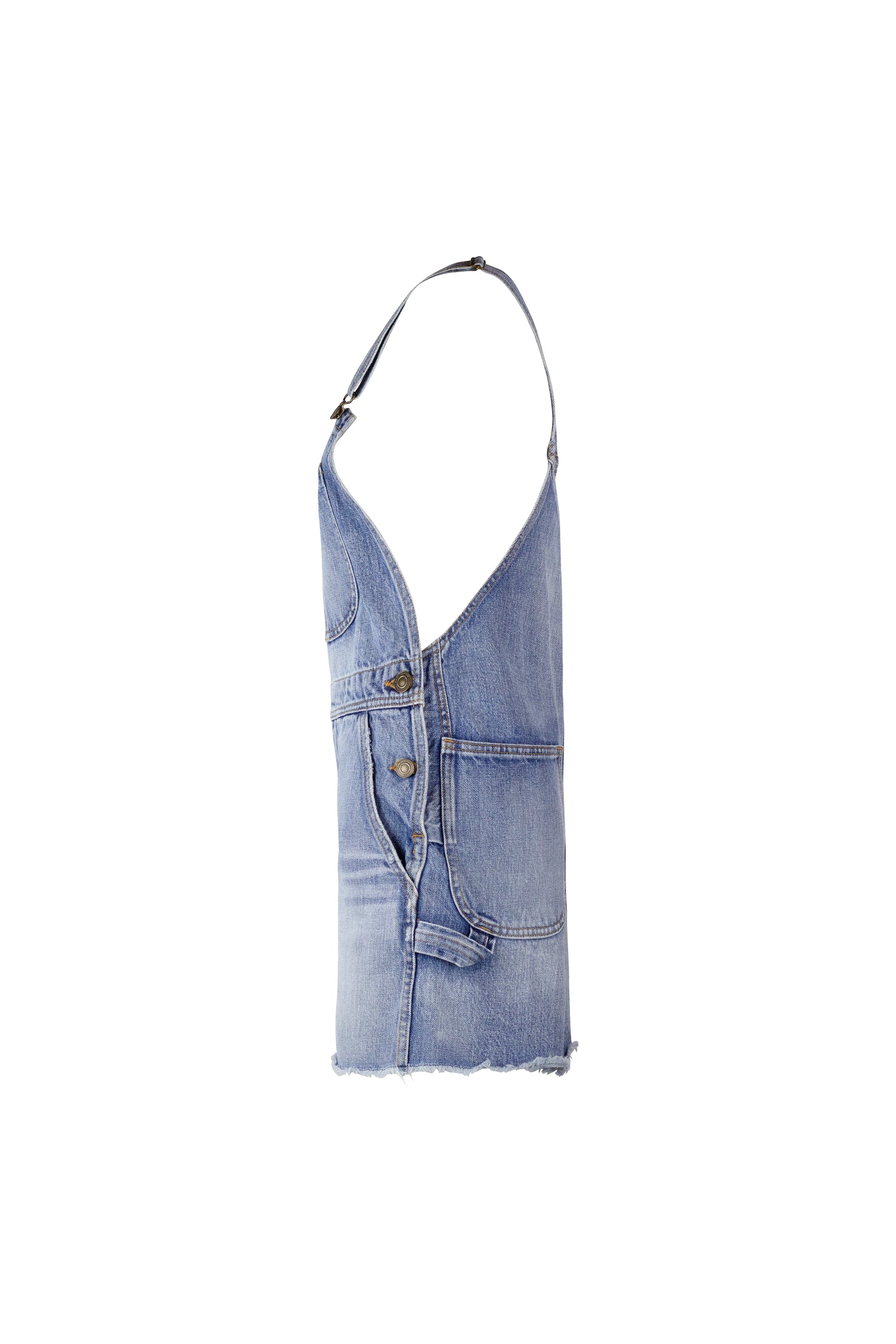 Denim Short Salopette with Front Pocket