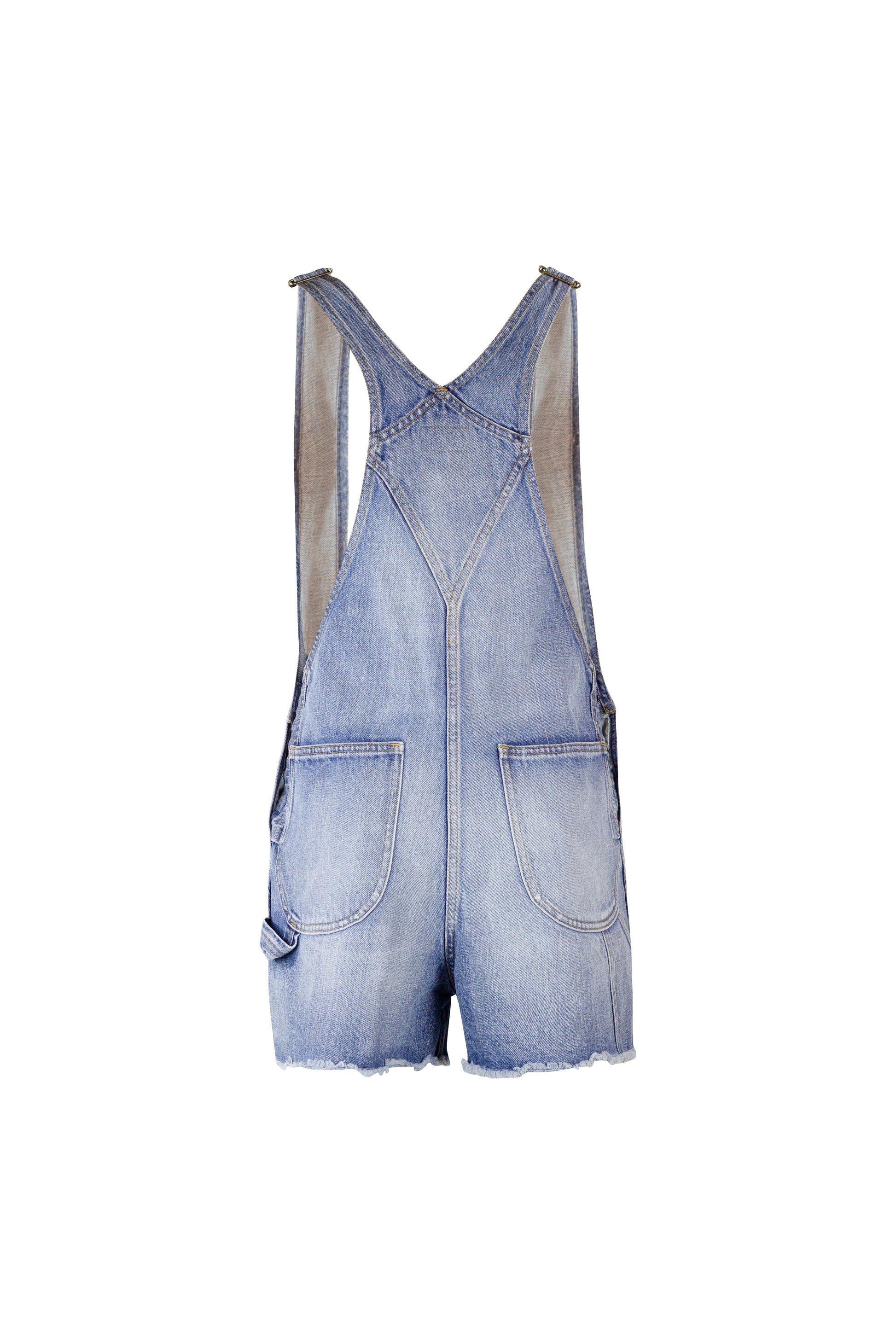 Denim Short Salopette with Front Pocket