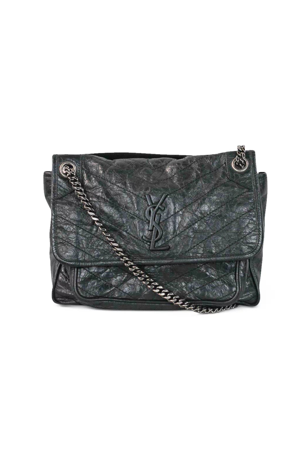 Niki Large Quilted Crinkled Calfskin Shoulder Bag