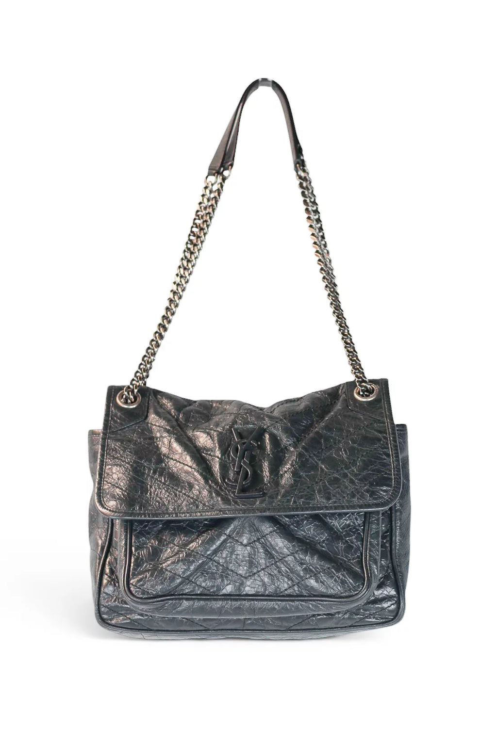 Niki Large Quilted Crinkled Calfskin Shoulder Bag