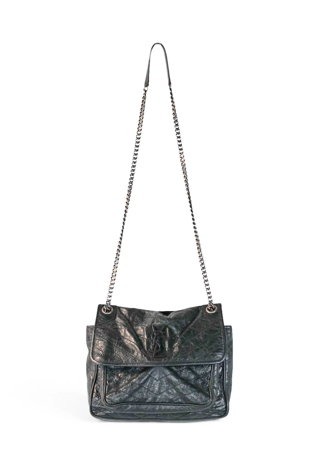 Niki Large Quilted Crinkled Calfskin Shoulder Bag
