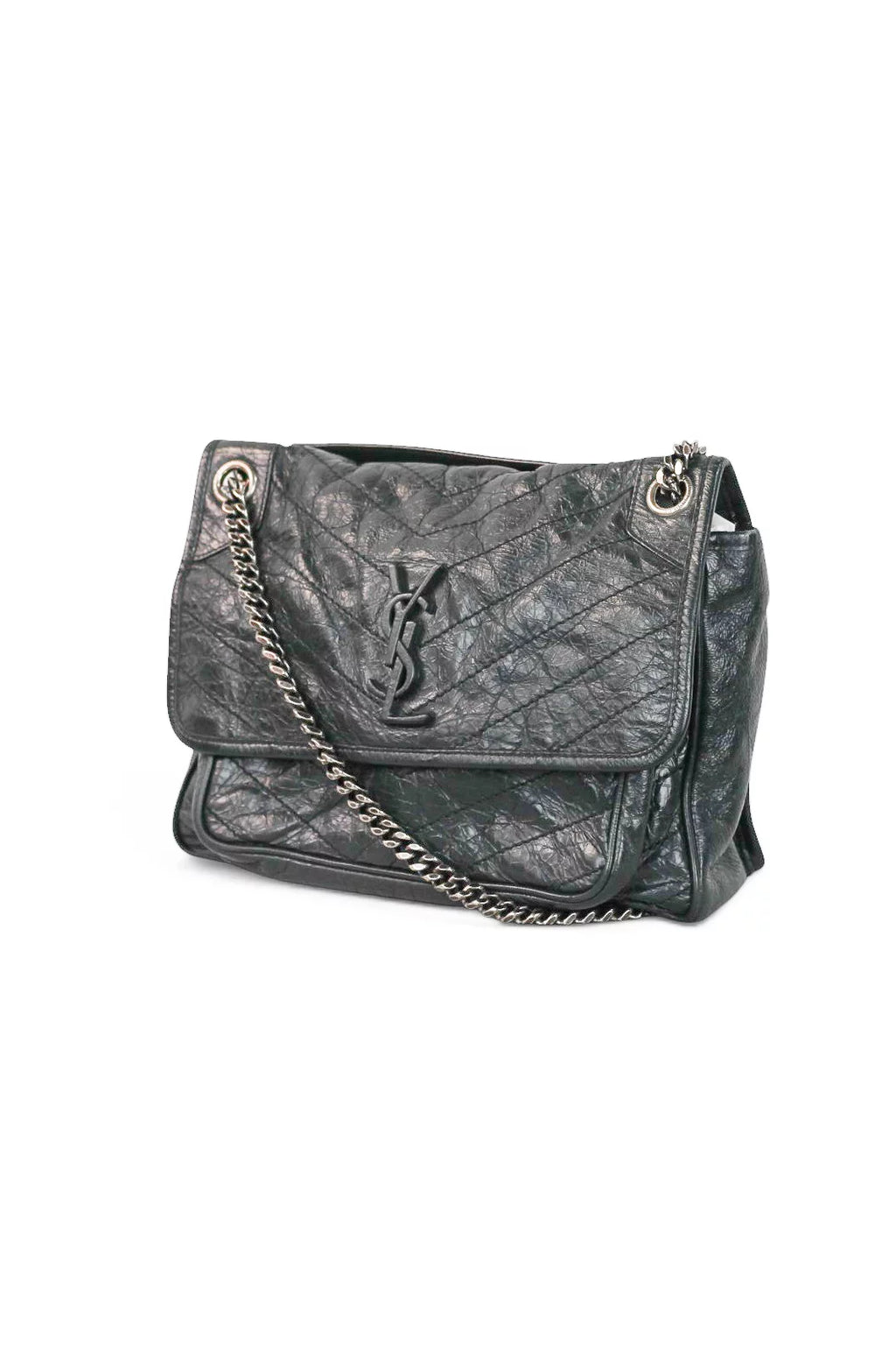 Niki Large Quilted Crinkled Calfskin Shoulder Bag