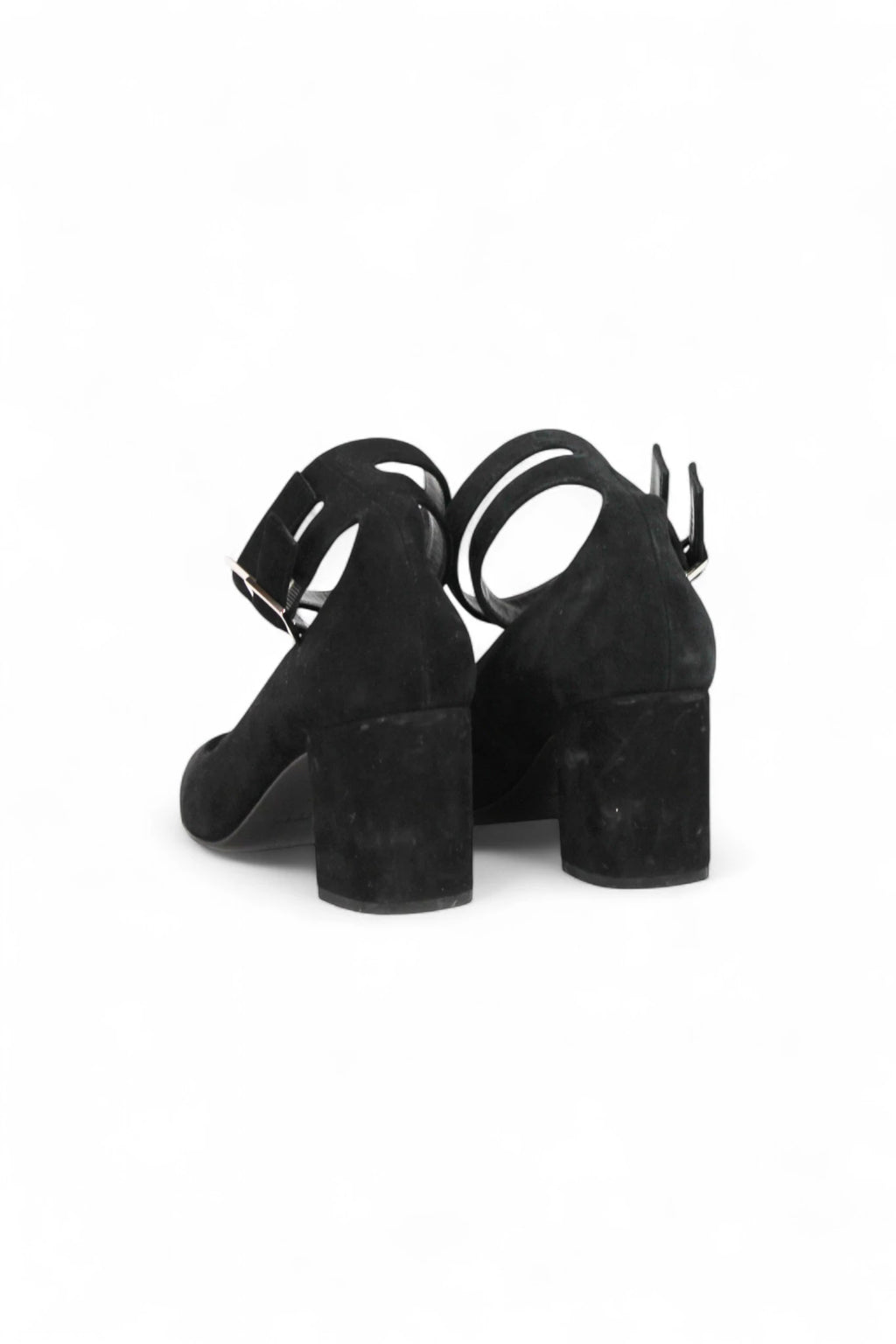 Black Suede Mary Janes with Double Ankle Straps