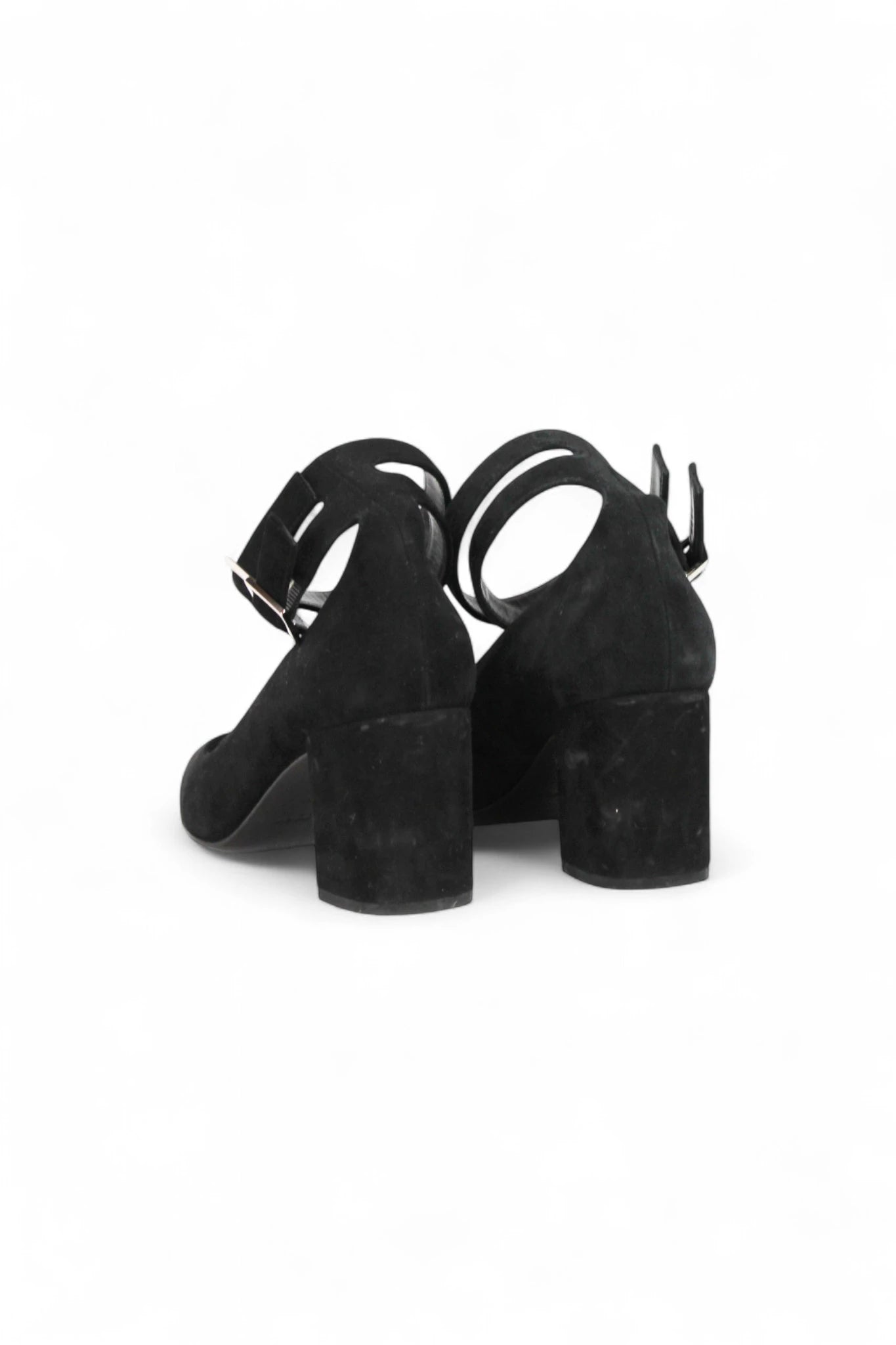 Black Suede Mary Janes with Double Ankle Straps