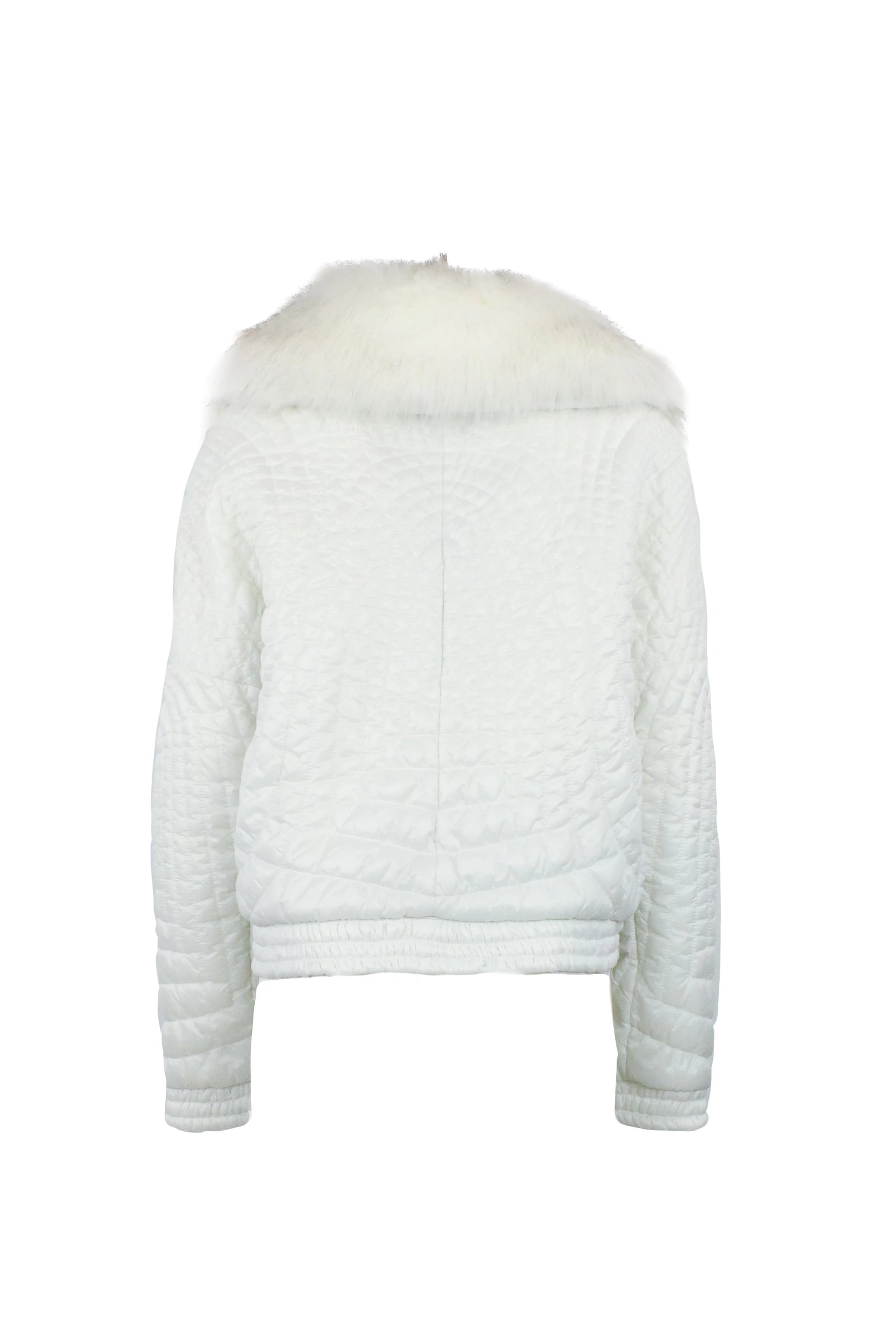 White Down Jacket with Faux Fur Collar