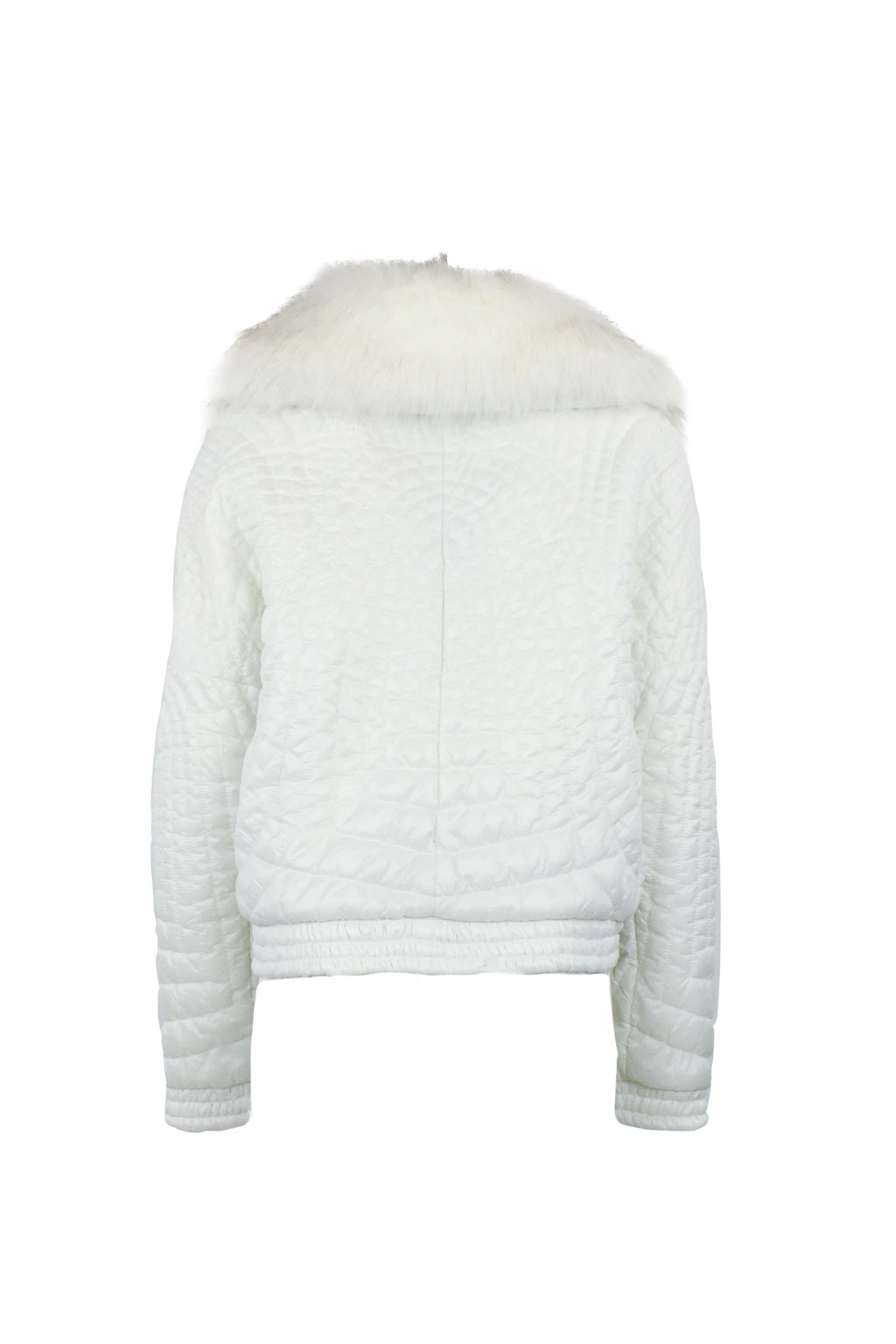 White Down Jacket with Faux Fur Collar