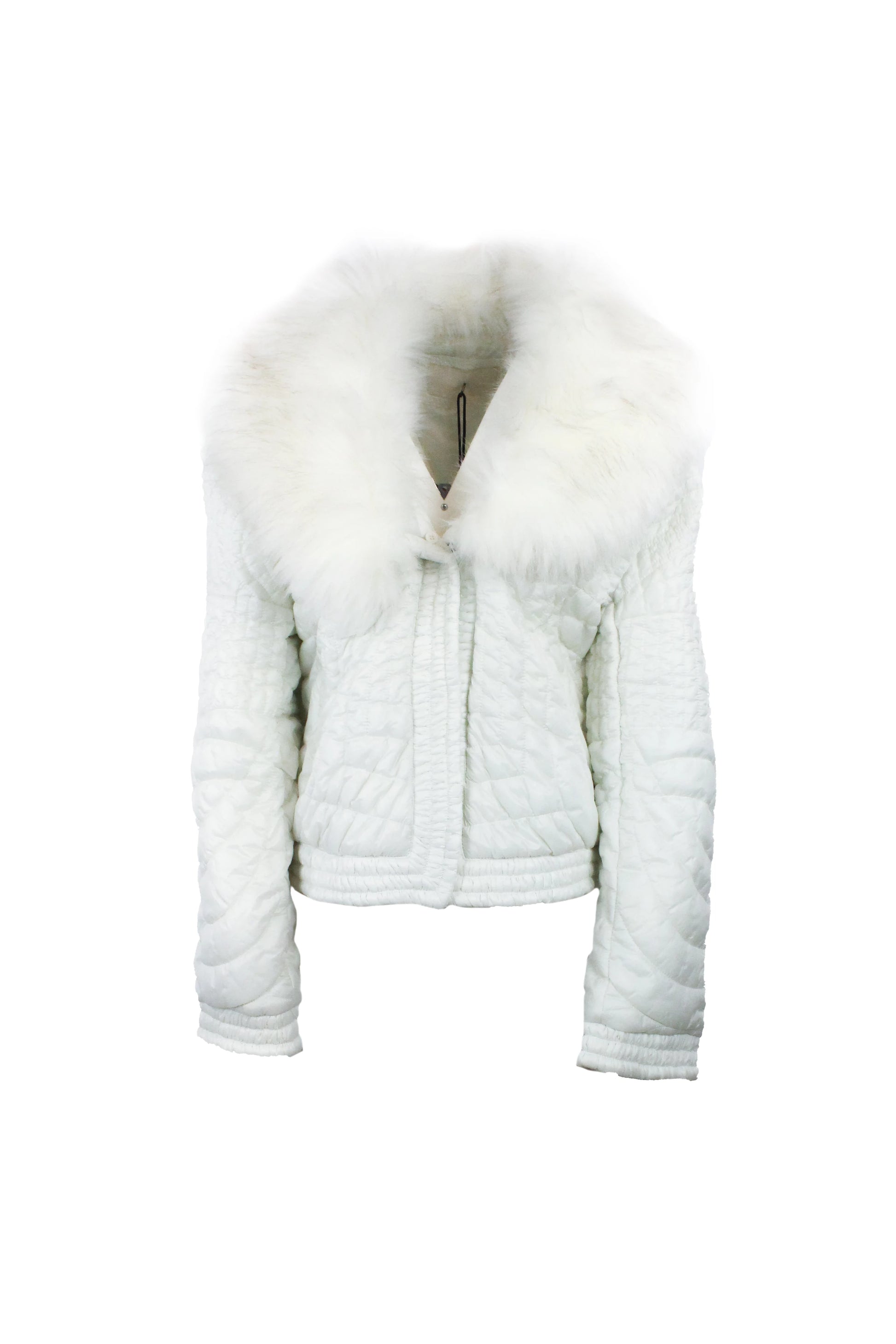 White Down Jacket with Faux Fur Collar
