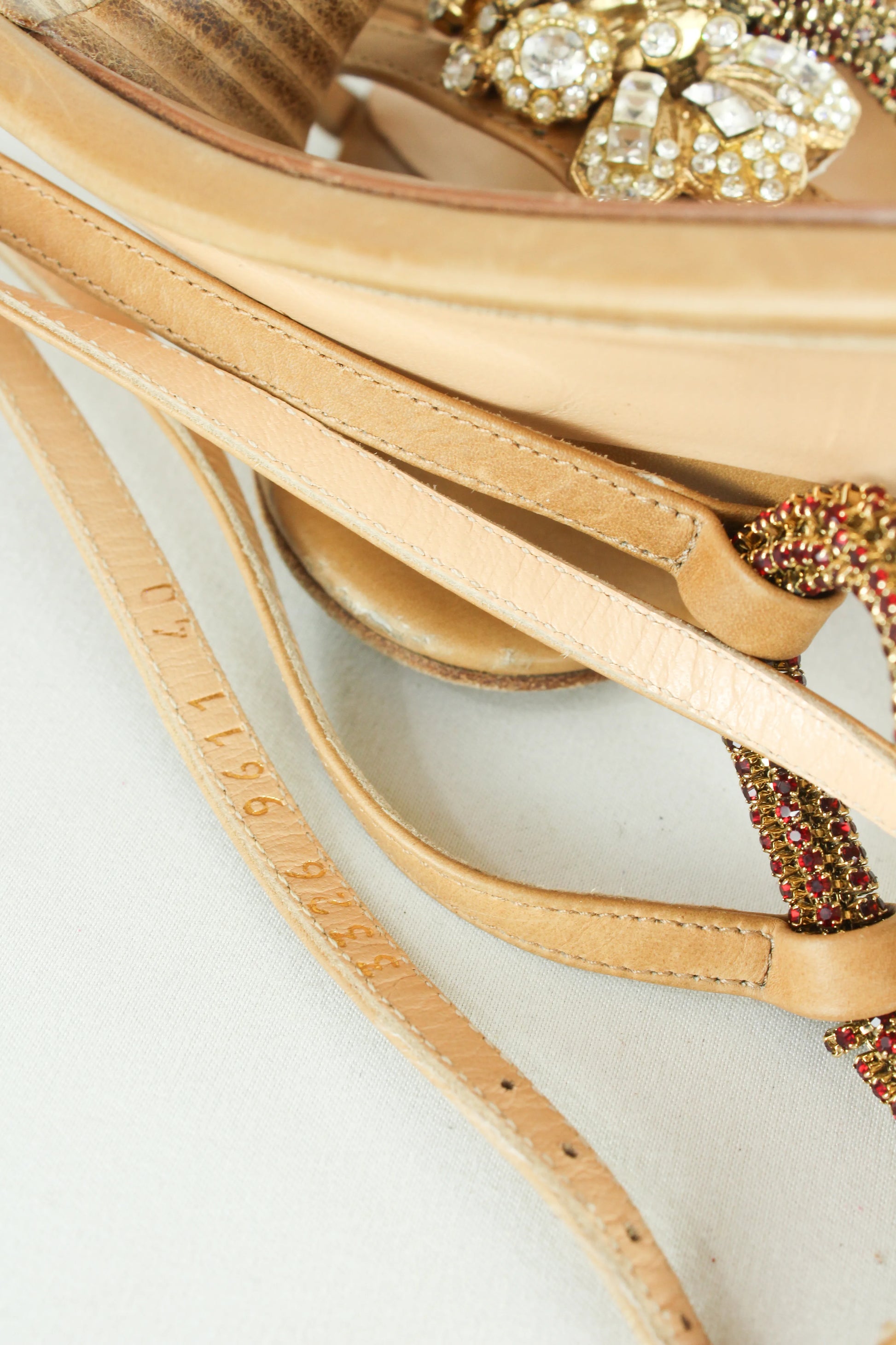 Jewel sandals with cross strap